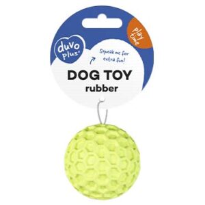 Rubber hexagon bal squeak 5,5x5,5x5,5cm groen