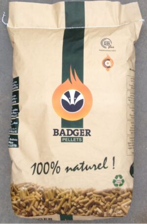 Houtpellets Badger - 65 zakken per pallet - geleverd en gestapeld