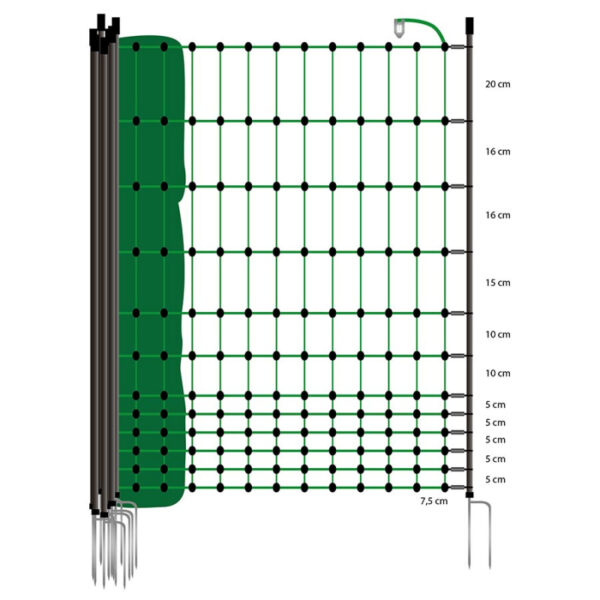 Kippennet, 112cm, 50m, groen (dubbele pen)