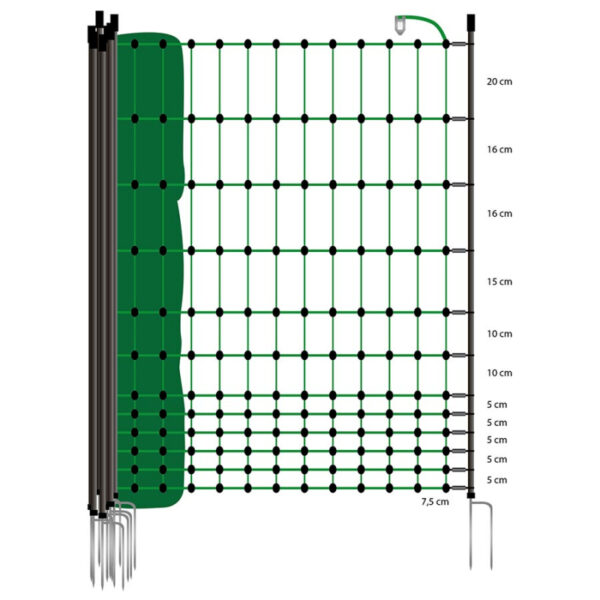 Kippennet, 112cm, 25m, groen (enkele pen)