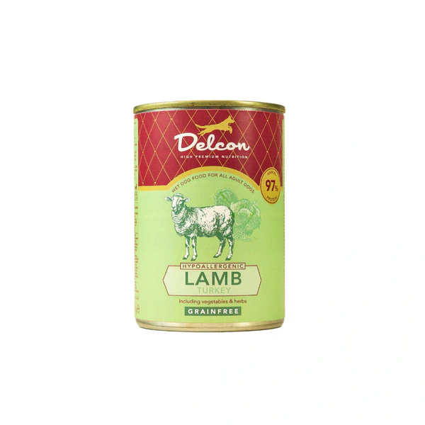 Delcon Wet Dog Food Lamb & Turkey 395gr